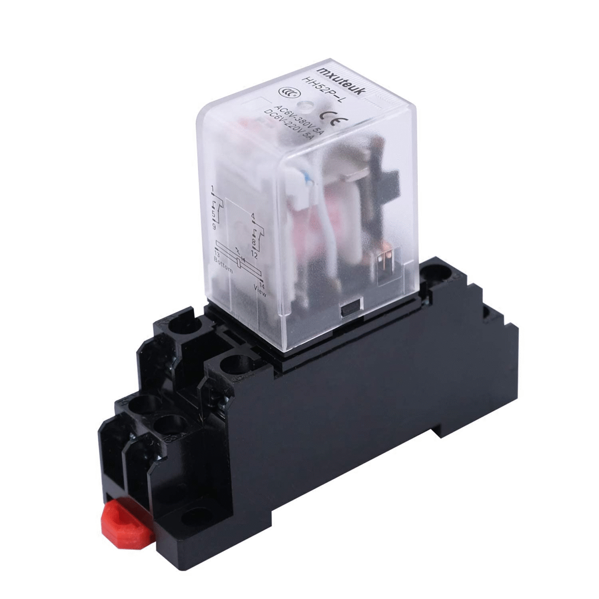 2Pcs Electromagnetic Power Relay HH52P AC 110V/120V 5A Coil 8 Pin DPDT with LED Indicator, with Base Socket, with DIN Rail Slotted Aluminum - Image 4