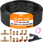 3/8 Brass DOT Air Fittings with 32.8FT 3/8" DOT Air Line Kit Quick Connect DOT Air Line Fittings and PA12 Pneumatic Tubing for Semi Truck Trailer or Industrial Air System - Image 2