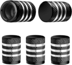 Tire Valve Stem Cap Cover - (5 Pack) Tire Air Caps Metal with Plastic Liner Corrosion Resistant Leak-Proof for Car Truck Motorcycle SUV and Bike Black - Image 2