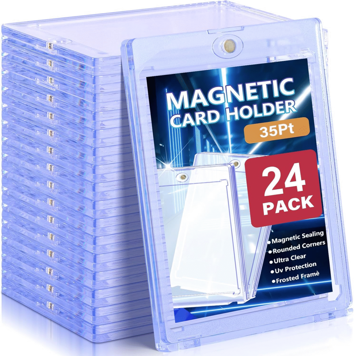 24 Ct Magnetic Card Holder for Trading Cards, 35PT Baseball Card Case Magnet Toploaders Sports Card Protectors with UV Protection Fit for TCG, Game Cards, Football Cards - Image 2