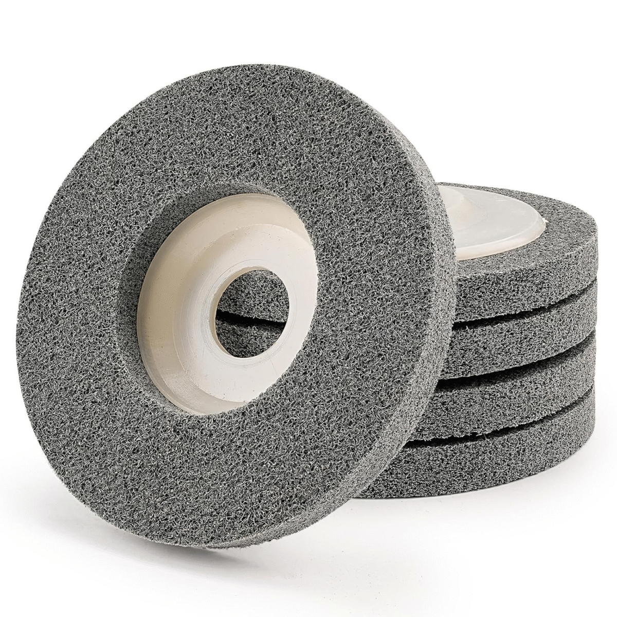 5 Pack 4 1/2 Inch Nylon Fiber Polishing Wheel Sanding Abrasive Disc Buffing Wheels for Angle Grinders, Stainless Steel, Aluminum, Metal, Wood - Image 2