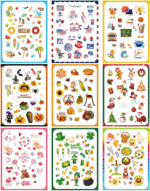18 Sheets Holiday Seasonal Stickers Scrapbooking Calendar Stickers Assorted Monthly Planner Decorations for Kids Classroom 4Th of July Back to School Birthday Party Supplies - Image 2