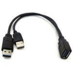 USB 3.0 Female to Dual USB Male Extra Power Data Extension Cord Adapter Splitter Y-Cable Black - Image 10