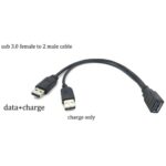 USB 3.0 Female to Dual USB Male Extra Power Data Extension Cord Adapter Splitter Y-Cable Black - Image 4