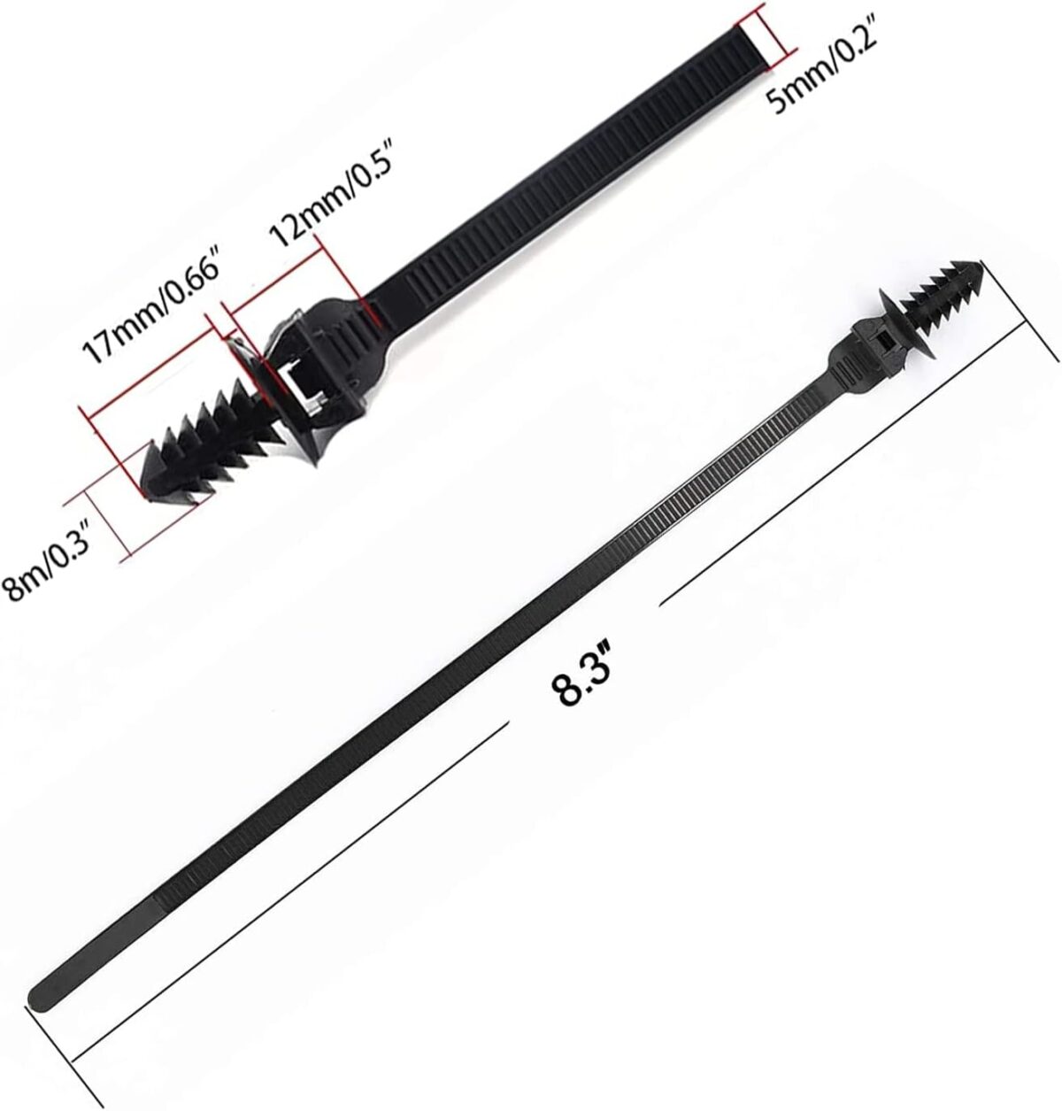Benliu 20Pcs Cable Zip Ties, 8.3X0.2 Inch Heavy Duty Nylon Push Mount Self Locking Assortment for Indoor Wire Tying, Black - Image 3