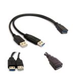 USB 3.0 Female to Dual USB Male Extra Power Data Extension Cord Adapter Splitter Y-Cable Black - Image 9