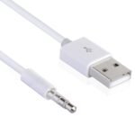 3.5Mm Male Jack to USB Charging Data Cable Compatible for SYRYN Waterproof MP3 Player, Headphones, White