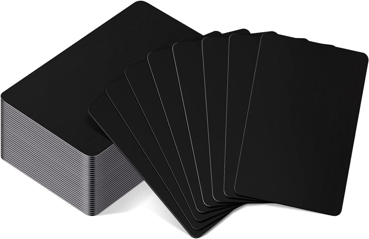Blank Metal Business Cards Thickness 0.8 Mm Metal Laser Engraving Cards for House Office Customer DIY Gift Plate Invitations, 86 X 54 Mm, Black(30 Pcs) - Image 1