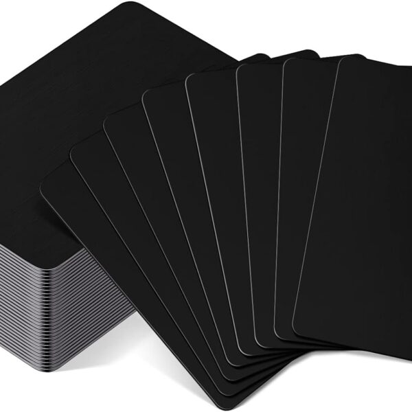 Blank Metal Business Cards Thickness 0.8 Mm Metal Laser Engraving Cards for House Office Customer DIY Gift Plate Invitations, 86 X 54 Mm, Black(30 Pcs)