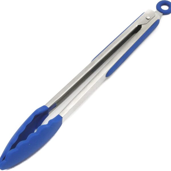 Premium Silicone Cooking Tongs, 12 Inch, Blue