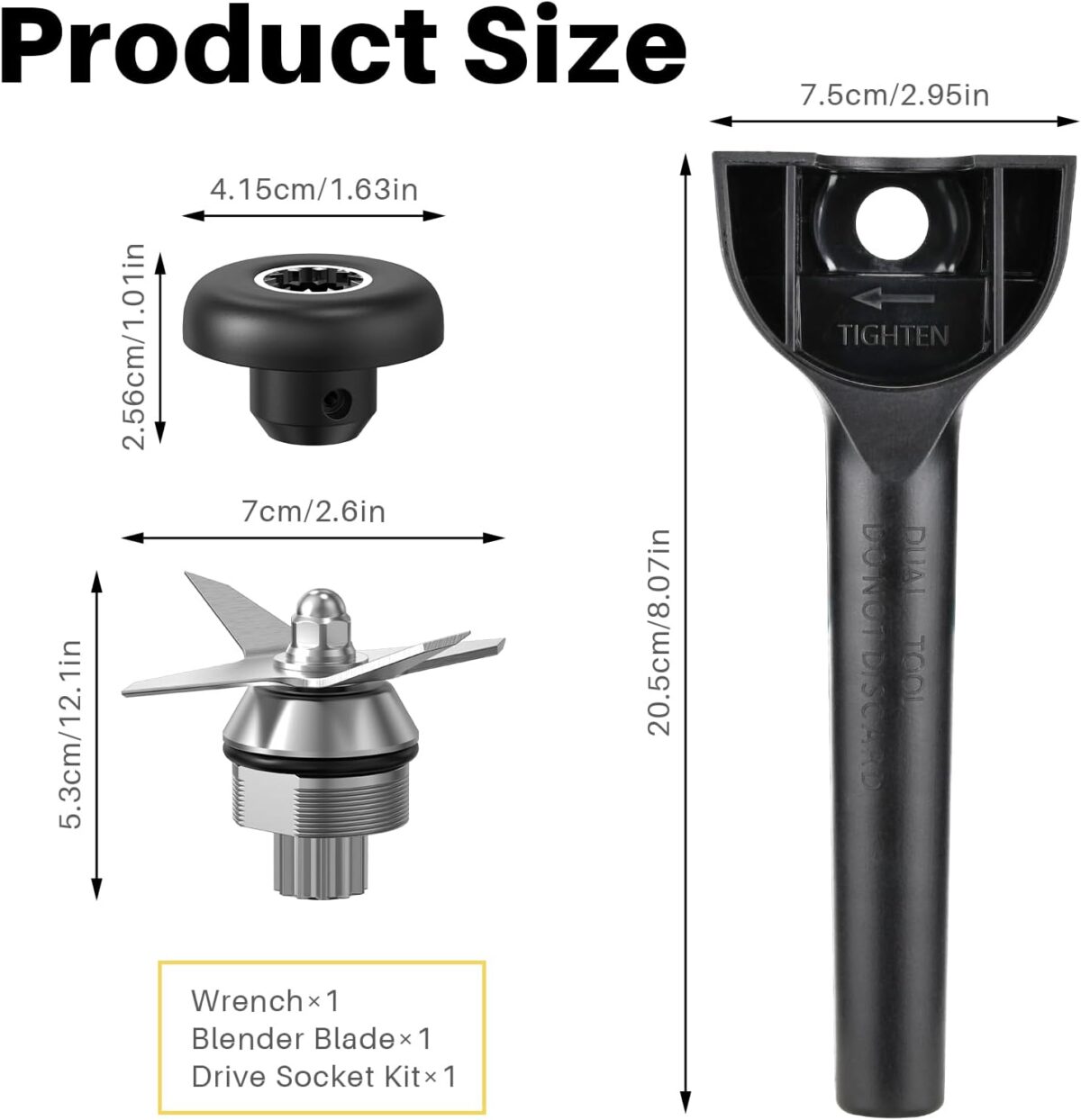 Blade Replacement Parts Compatible with Vitamix, Blender Wet Blade Replacement Assembly with Wrench and Drive Socket Replacement Compatible with Vitamix 64Oz and 32Oz Container - Image 7