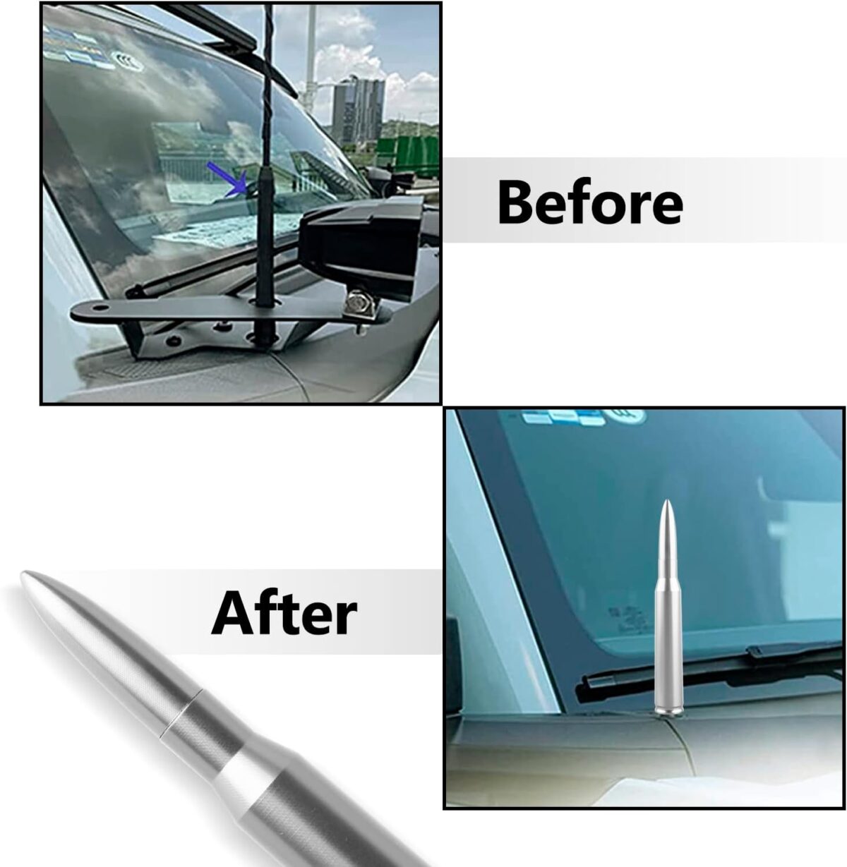 1 PC Car Truck Bullet Antenna, Radio Antenna Replacement, Fit for Chevy Silverado 1500 2500 3500 HD Avalanche GMC Sierra 1500 2500 3500 Denali Heavy Duty Pickup Trucks Accessories (Silver) - Image 7