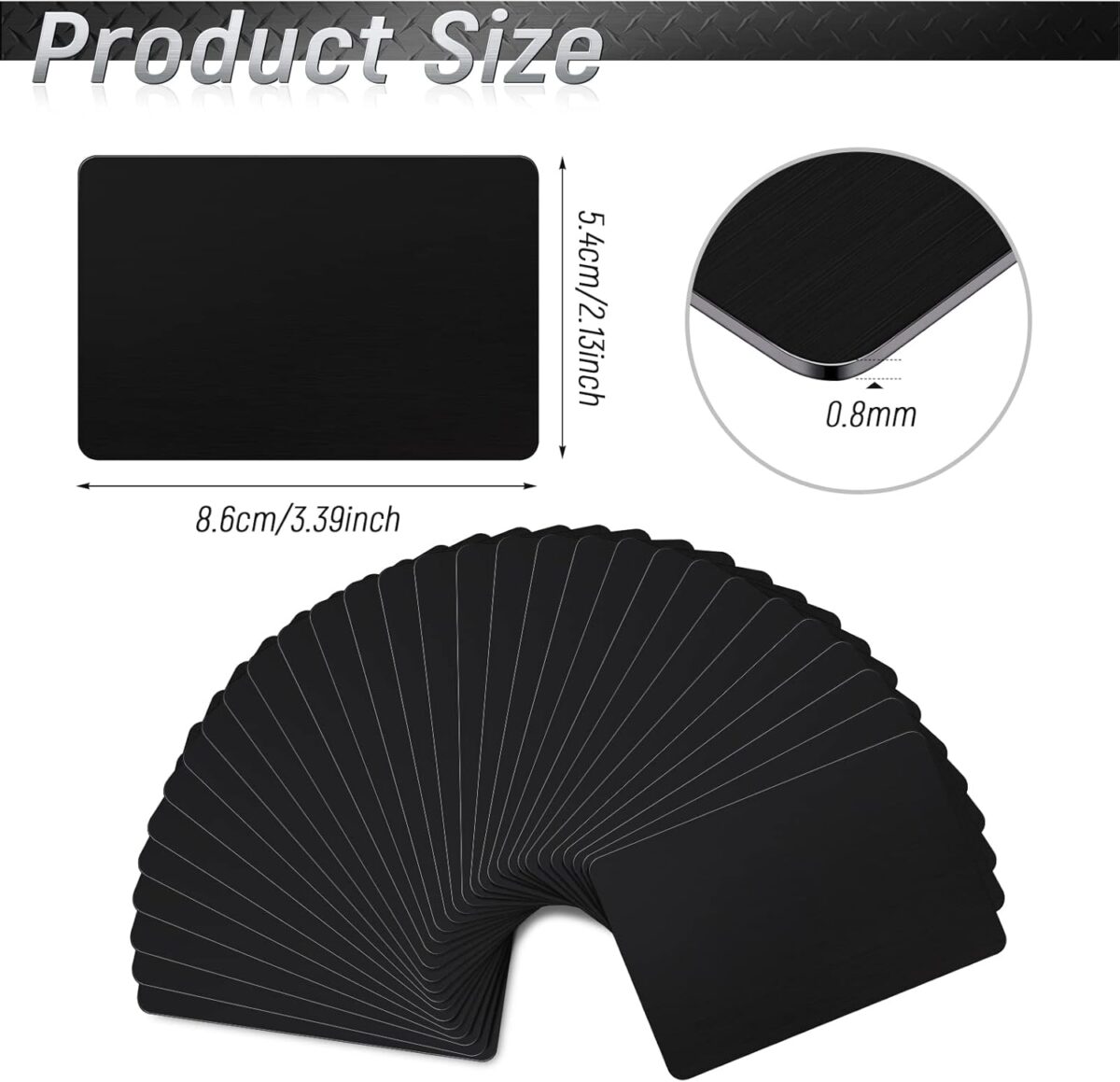 Blank Metal Business Cards Thickness 0.8 Mm Metal Laser Engraving Cards for House Office Customer DIY Gift Plate Invitations, 86 X 54 Mm, Black(30 Pcs) - Image 3
