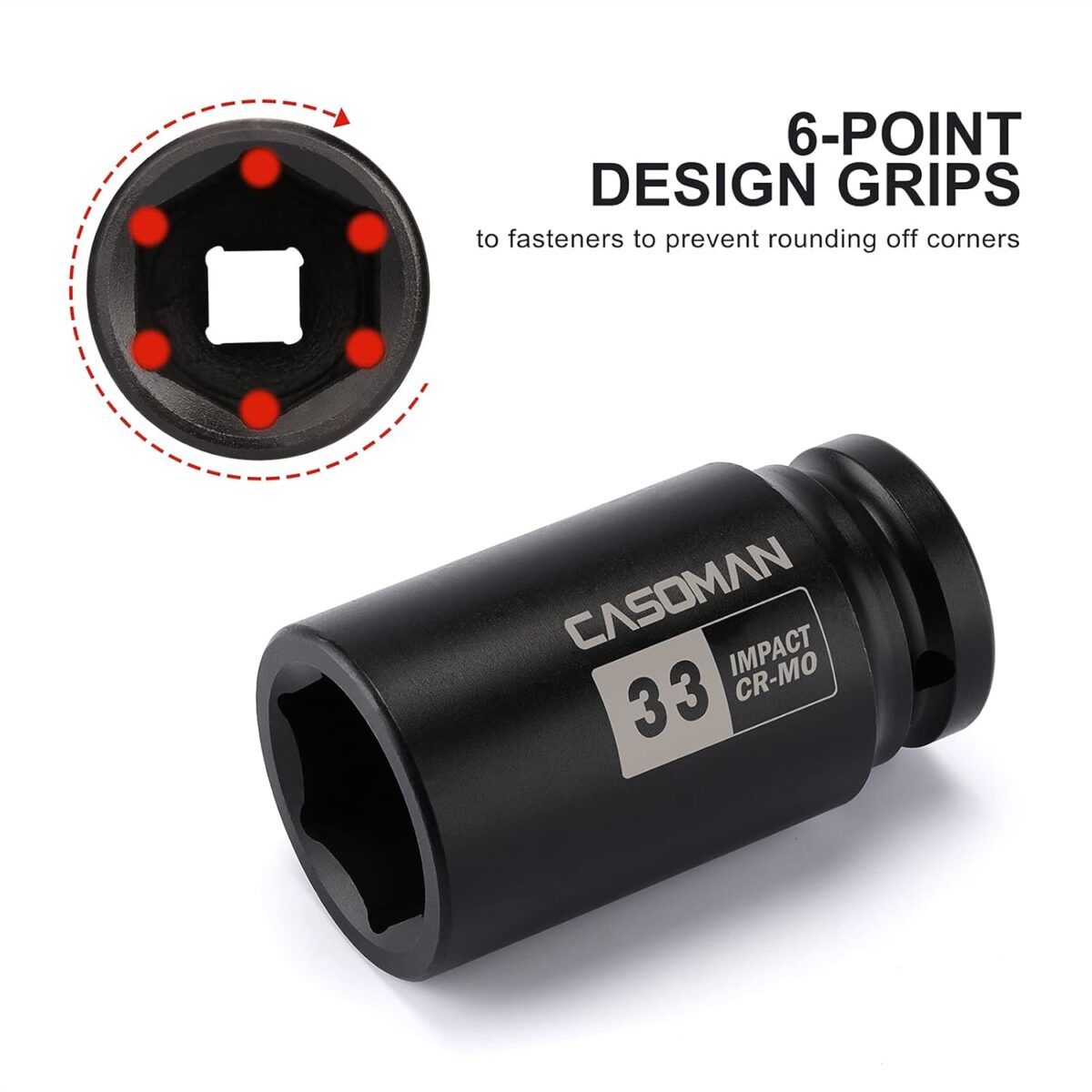 3/4" Drive X 33 Mm Deep 6 PT Impact Socket, CR-MO, 3/4-Inch Drive 6 Point Axle Nut Socket for Easy Removal of Axle Shaft Nuts (33MM) - Image 4