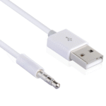 3.5Mm Male Jack to USB Charging Data Cable Compatible for SYRYN Waterproof MP3 Player, Headphones, White - Image 2