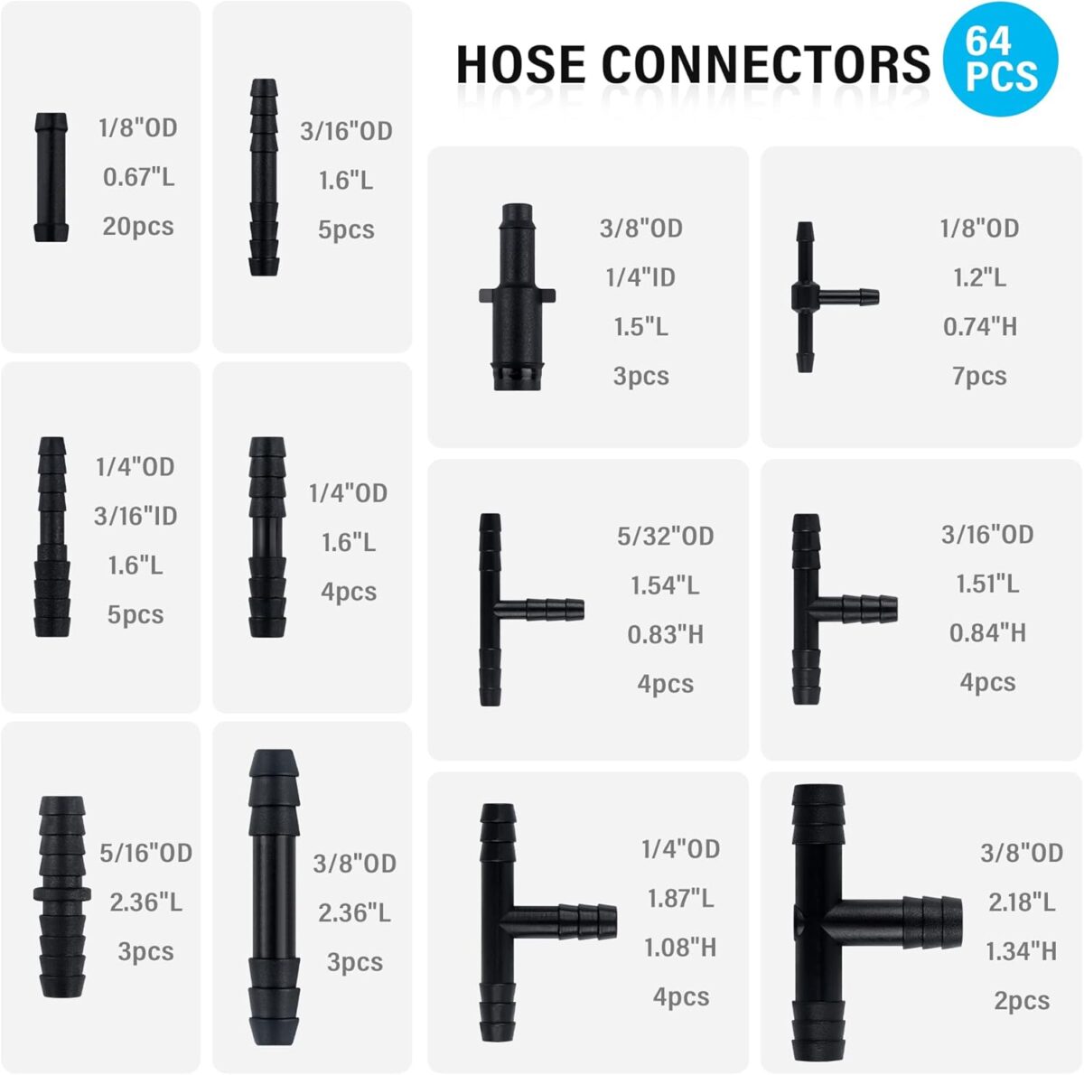 Multipurpose Vacuum Line Kit,6Pcs 5Ft Vacuum Hose Automotive+64Pcs Vacuum Line Connectors,Max 130PSI Silicone Hose for Variety Car Piping System Automotive Replacement Vacuum Hoses (70PCS) - Image 4