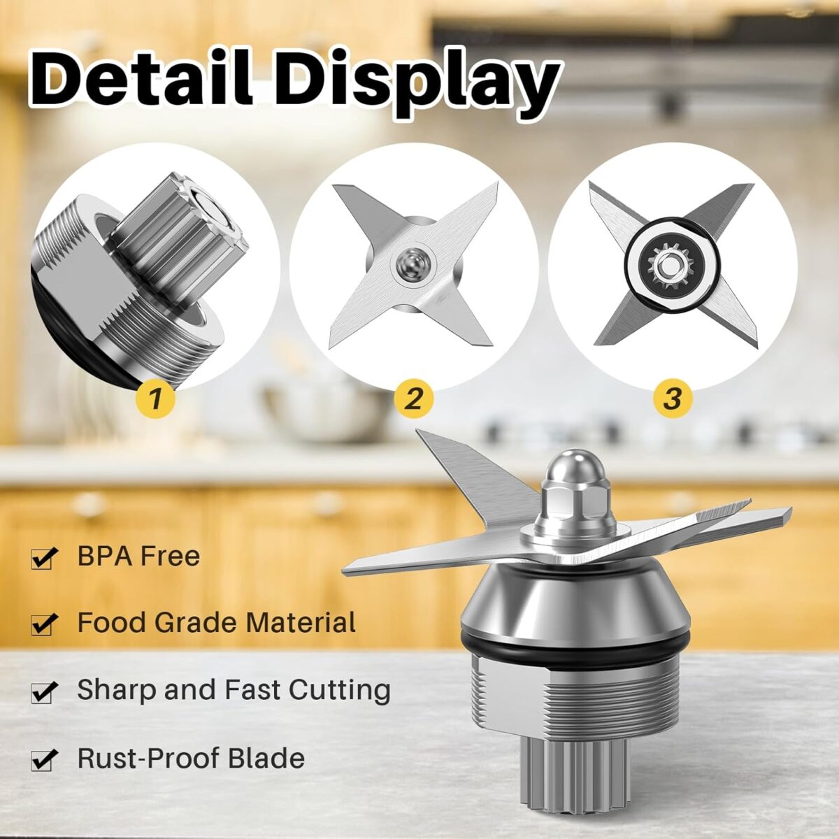 Blade Replacement Parts Compatible with Vitamix, Blender Wet Blade Replacement Assembly with Wrench and Drive Socket Replacement Compatible with Vitamix 64Oz and 32Oz Container - Image 4