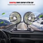 Car Fan, USB Portable Fan for Car with 3 Wind Speed, 360 Degree Rotatable Dual Head Car Fans, Strong Wind Electric Auto Fans for Car Dashboard SUV RV Truck Boat Van Sedan Home Office - Image 8