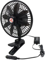 8” Car Truck RV Clip Fan,12 Volt Truck Fans That Blow Cold Air,12V RV Cooling Fan with 2-Speed Switch,Car Cigarette Lighter Cord Length 5FT