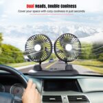 Car Fan, USB Portable Fan for Car with 3 Wind Speed, 360 Degree Rotatable Dual Head Car Fans, Strong Wind Electric Auto Fans for Car Dashboard SUV RV Truck Boat Van Sedan Home Office - Image 3