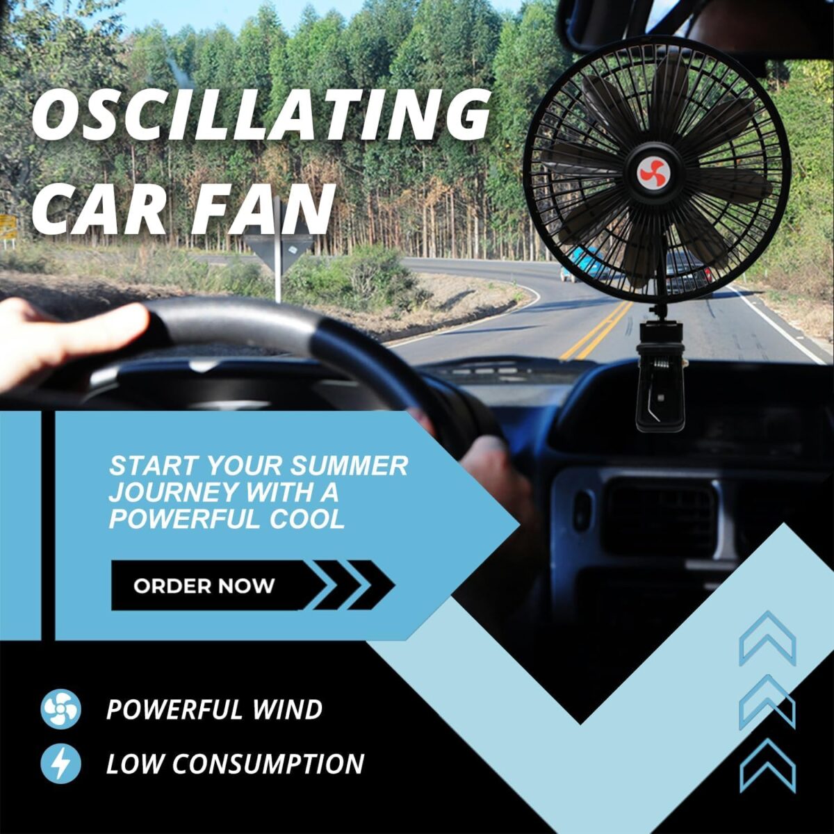 8” Car Truck RV Clip Fan,12 Volt Truck Fans That Blow Cold Air,12V RV Cooling Fan with 2-Speed Switch,Car Cigarette Lighter Cord Length 5FT - Image 3