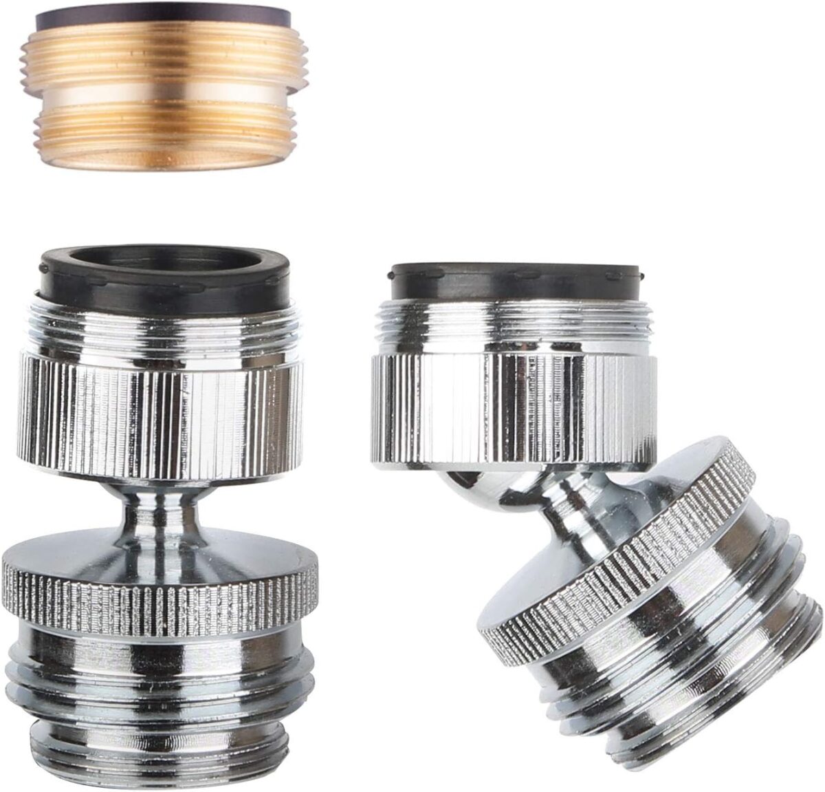 Faucet Adapter Kit, Swivel Aerator Adapter to Connect Garden Hose - Multi-Thread Kitchen Sink Faucet to Garden Hose Adapter 3/4 Inch - Chrome Finished - Image 1