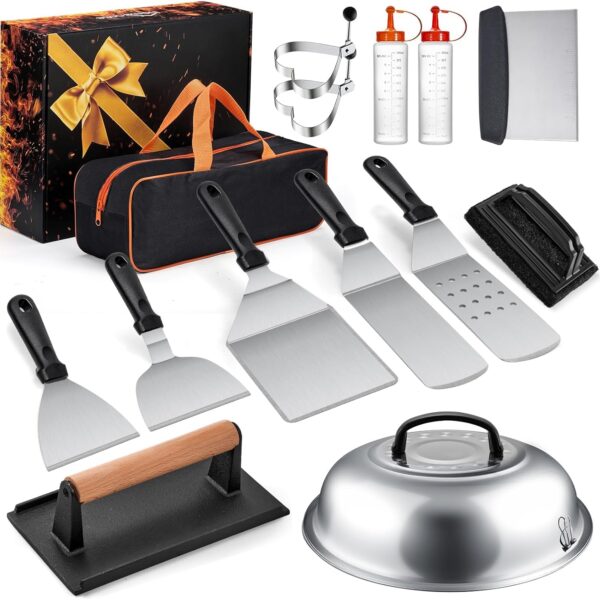 Griddle Accessories Kit, Flat Top Griddle Accessories for Blackstone, Professional round Melting Dome with Cast Iron