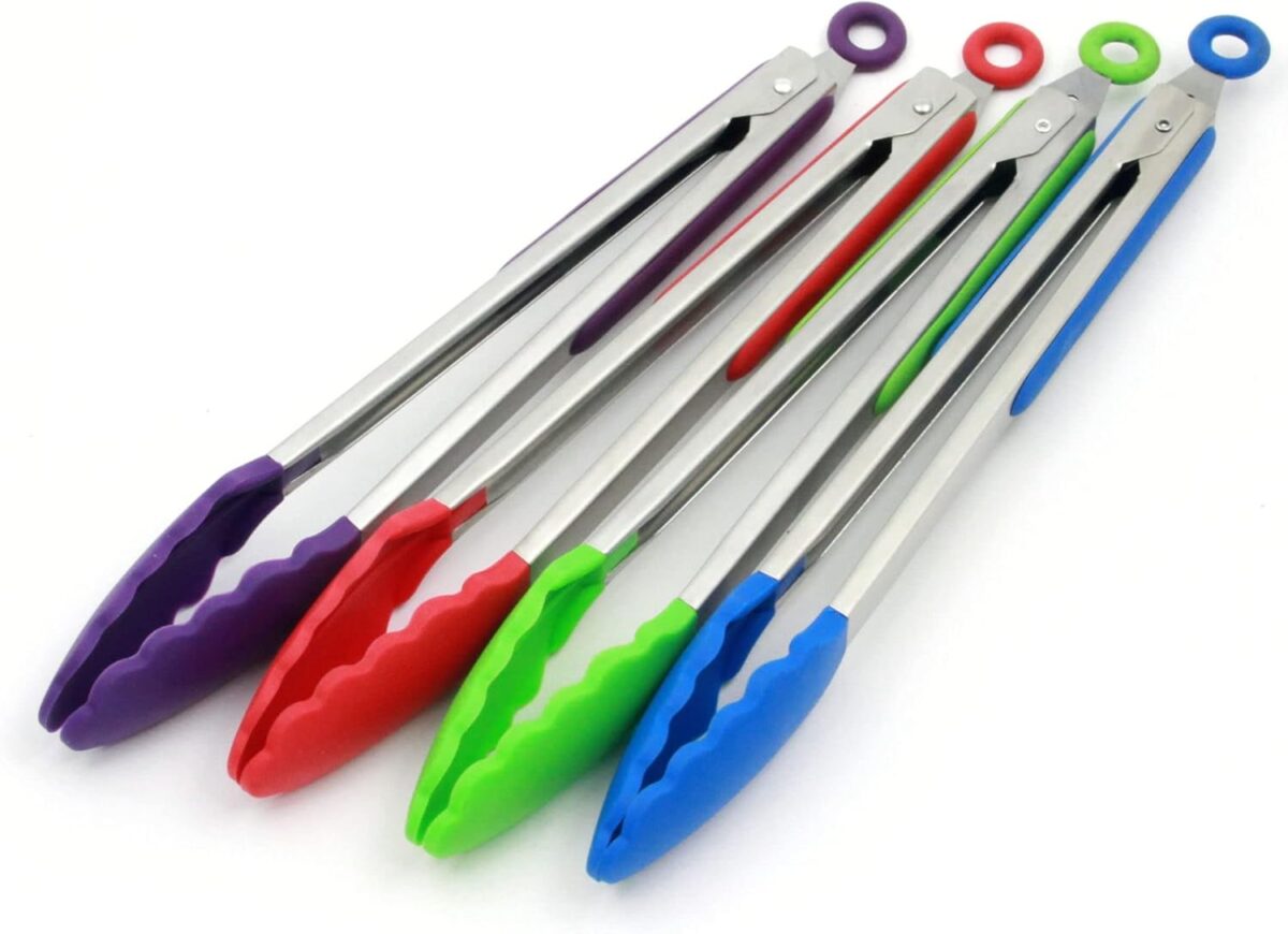 Premium Silicone Cooking Tongs, 12 Inch, Blue - Image 5