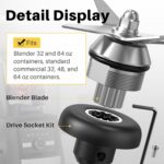 Blade Replacement Parts Compatible with Vitamix, Blender Wet Blade Replacement Assembly with Wrench and Drive Socket Replacement Compatible with Vitamix 64Oz and 32Oz Container - Image 3