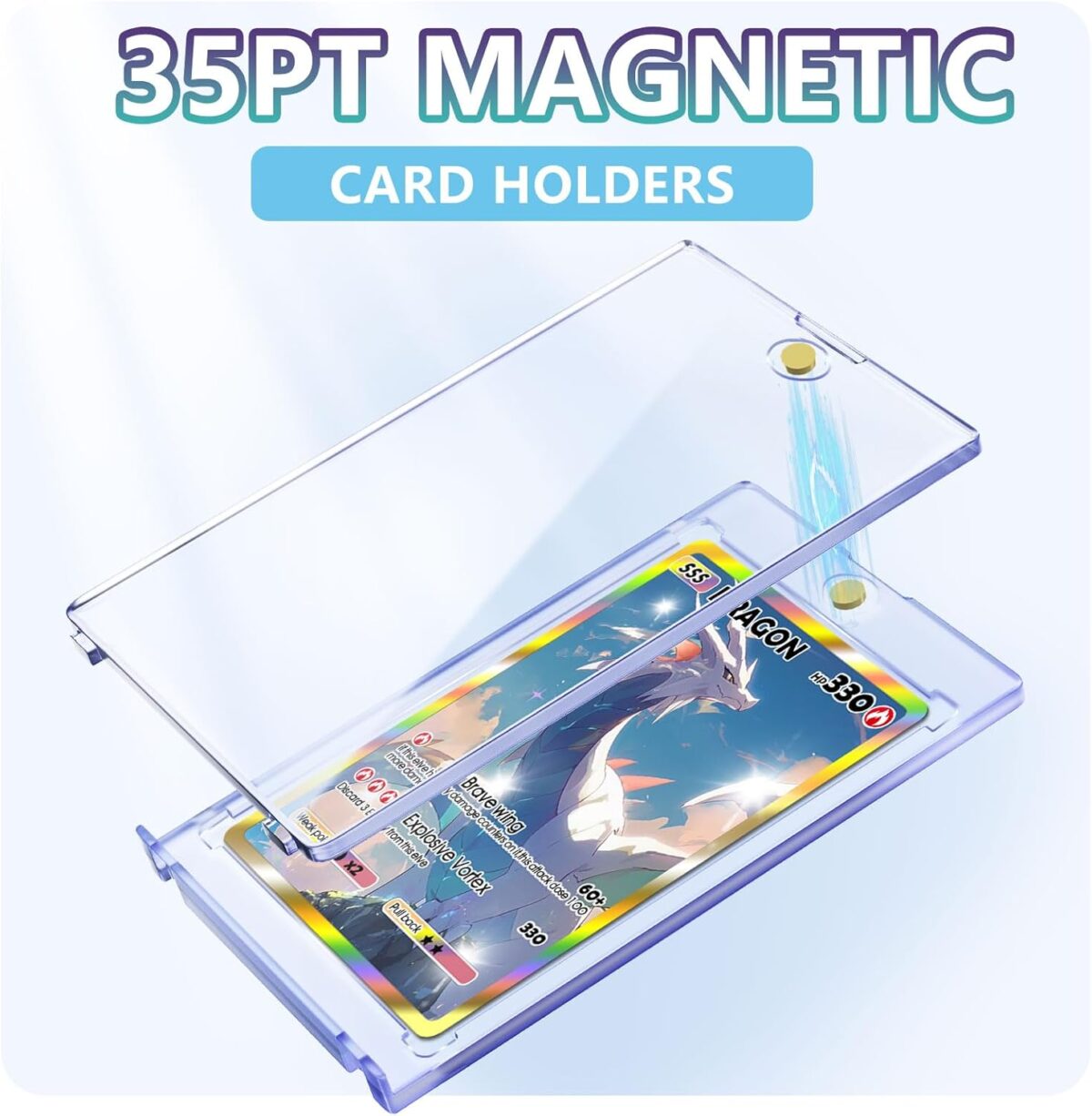 24 Ct Magnetic Card Holder for Trading Cards, 35PT Baseball Card Case Magnet Toploaders Sports Card Protectors with UV Protection Fit for TCG, Game Cards, Football Cards - Image 3