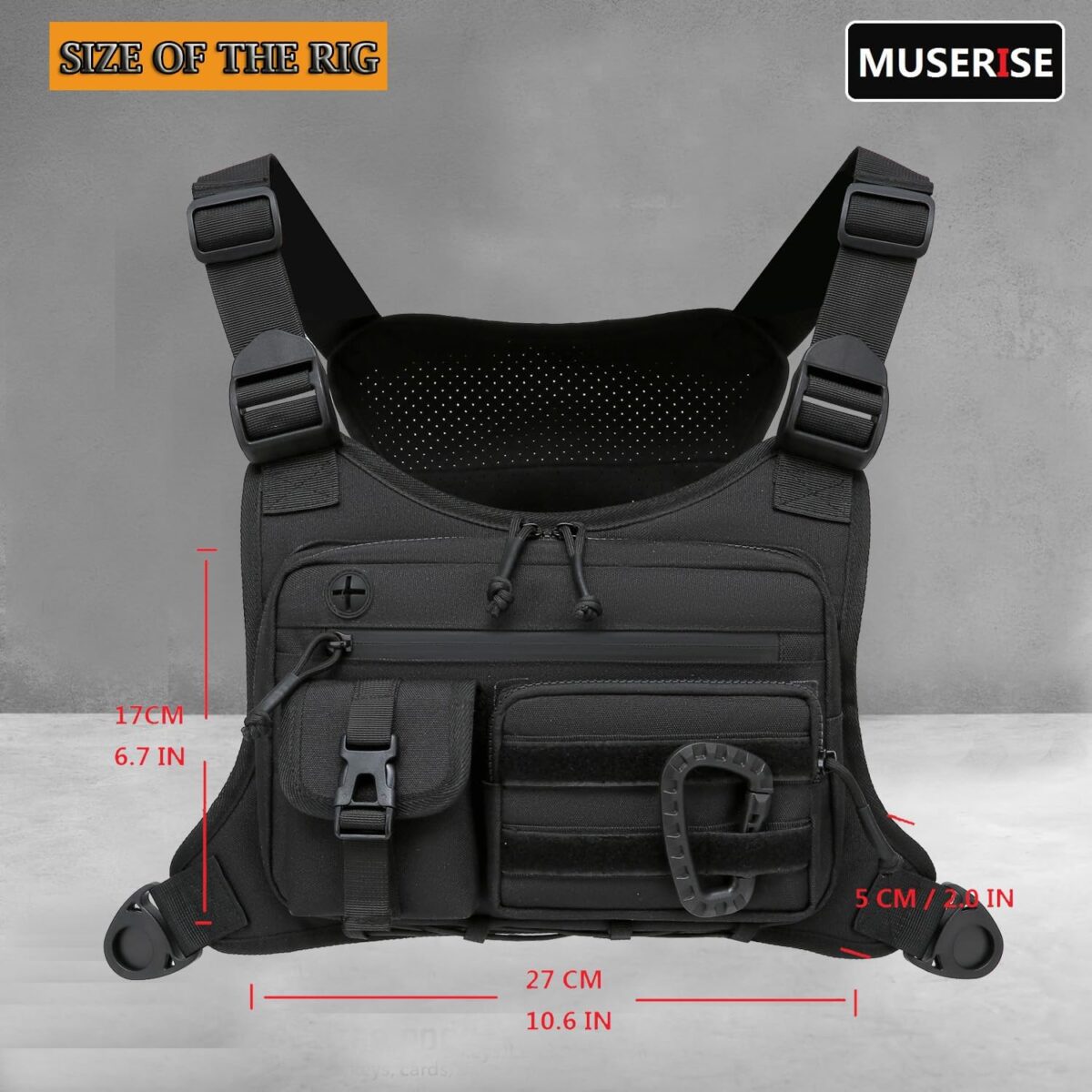 Outdoor Chest Bag for Men and Women, Tactical Vest for Running, Cycling, EDC Chest Pack Rig for Sports and Workouts - Image 3