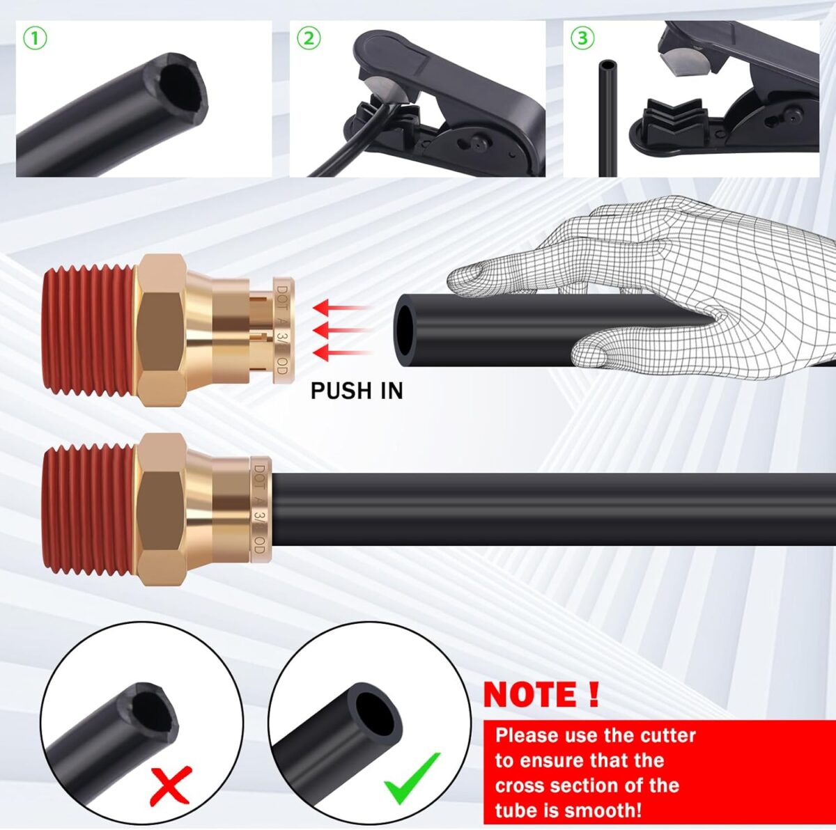 3/8 Brass DOT Air Fittings with 32.8FT 3/8" DOT Air Line Kit Quick Connect DOT Air Line Fittings and PA12 Pneumatic Tubing for Semi Truck Trailer or Industrial Air System - Image 8