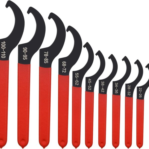 10Pcs Coilover Spanner Wrench Set, Coilover Wrench, C-Shape Spanner Wrench, Shock Spanner Hook Wrench Tools, for Suspension System and Shock Adjustment(10Pcs)