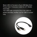 USB 3.0 Female to Dual USB Male Extra Power Data Extension Cord Adapter Splitter Y-Cable Black - Image 8