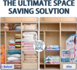 12 Pack Vacuum Storage Bags, Space Saver Bags (4 Jumbo/4 Large/4 Medium/1 Automatic Pump) Compressed Storage Bags for Clothing, Comfort Items and Blankets - Image 4