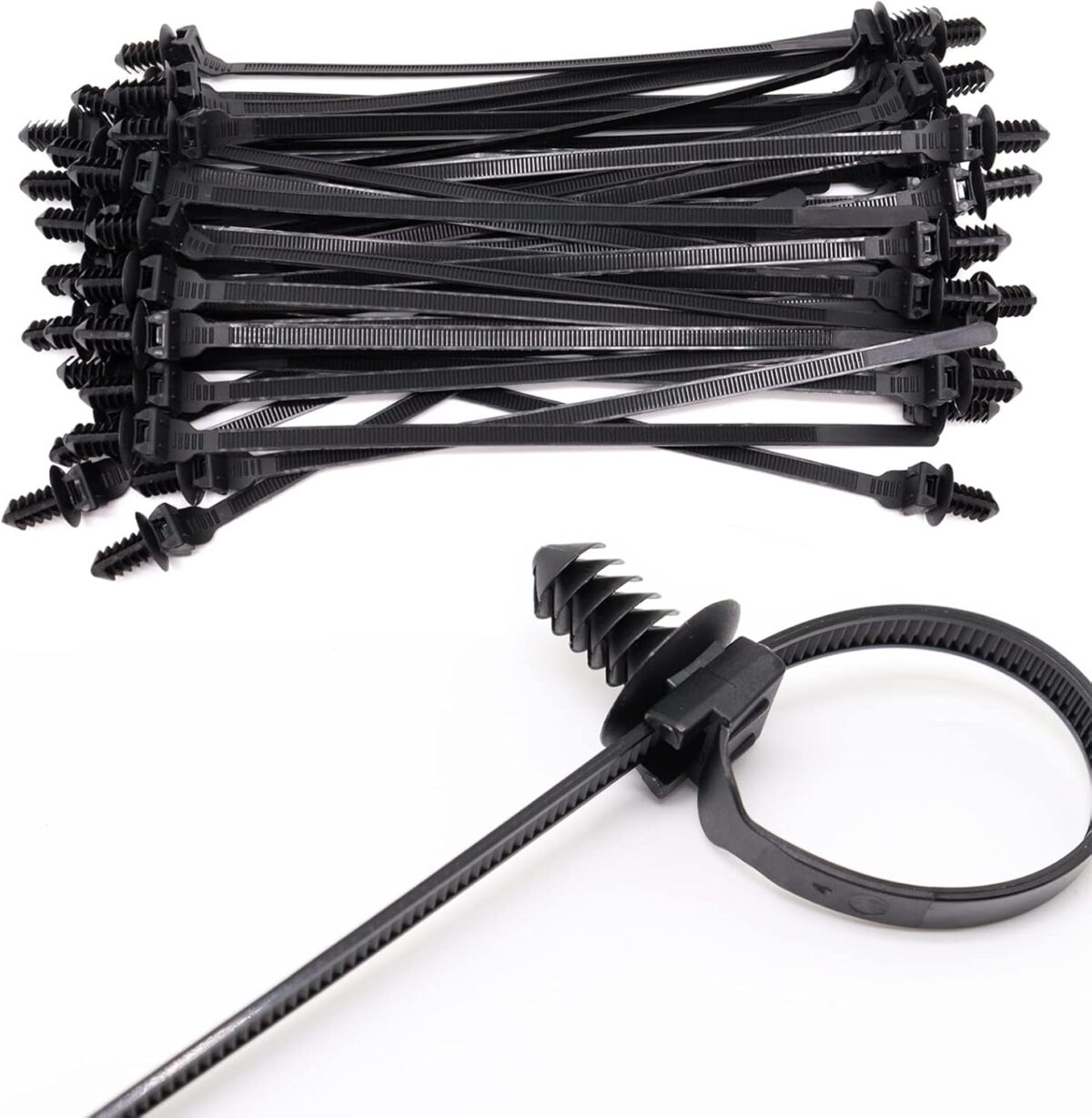 Benliu 20Pcs Cable Zip Ties, 8.3X0.2 Inch Heavy Duty Nylon Push Mount Self Locking Assortment for Indoor Wire Tying, Black - Image 1