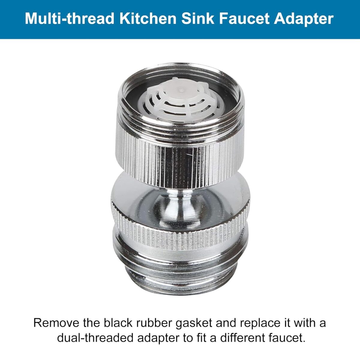 Faucet Adapter Kit, Swivel Aerator Adapter to Connect Garden Hose - Multi-Thread Kitchen Sink Faucet to Garden Hose Adapter 3/4 Inch - Chrome Finished - Image 8