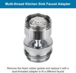 Faucet Adapter Kit, Swivel Aerator Adapter to Connect Garden Hose - Multi-Thread Kitchen Sink Faucet to Garden Hose Adapter 3/4 Inch - Chrome Finished - Image 8