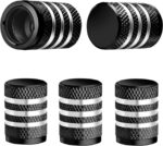 Tire Valve Stem Cap Cover - (5 Pack) Tire Air Caps Metal with Plastic Liner Corrosion Resistant Leak-Proof for Car Truck Motorcycle SUV and Bike Black