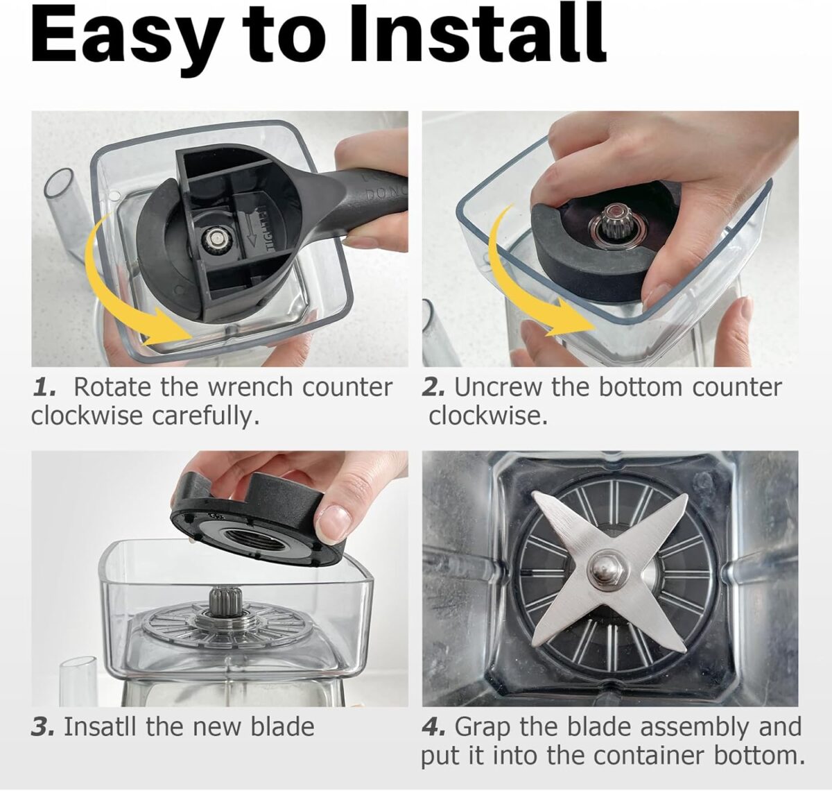 Blade Replacement Parts Compatible with Vitamix, Blender Wet Blade Replacement Assembly with Wrench and Drive Socket Replacement Compatible with Vitamix 64Oz and 32Oz Container - Image 6