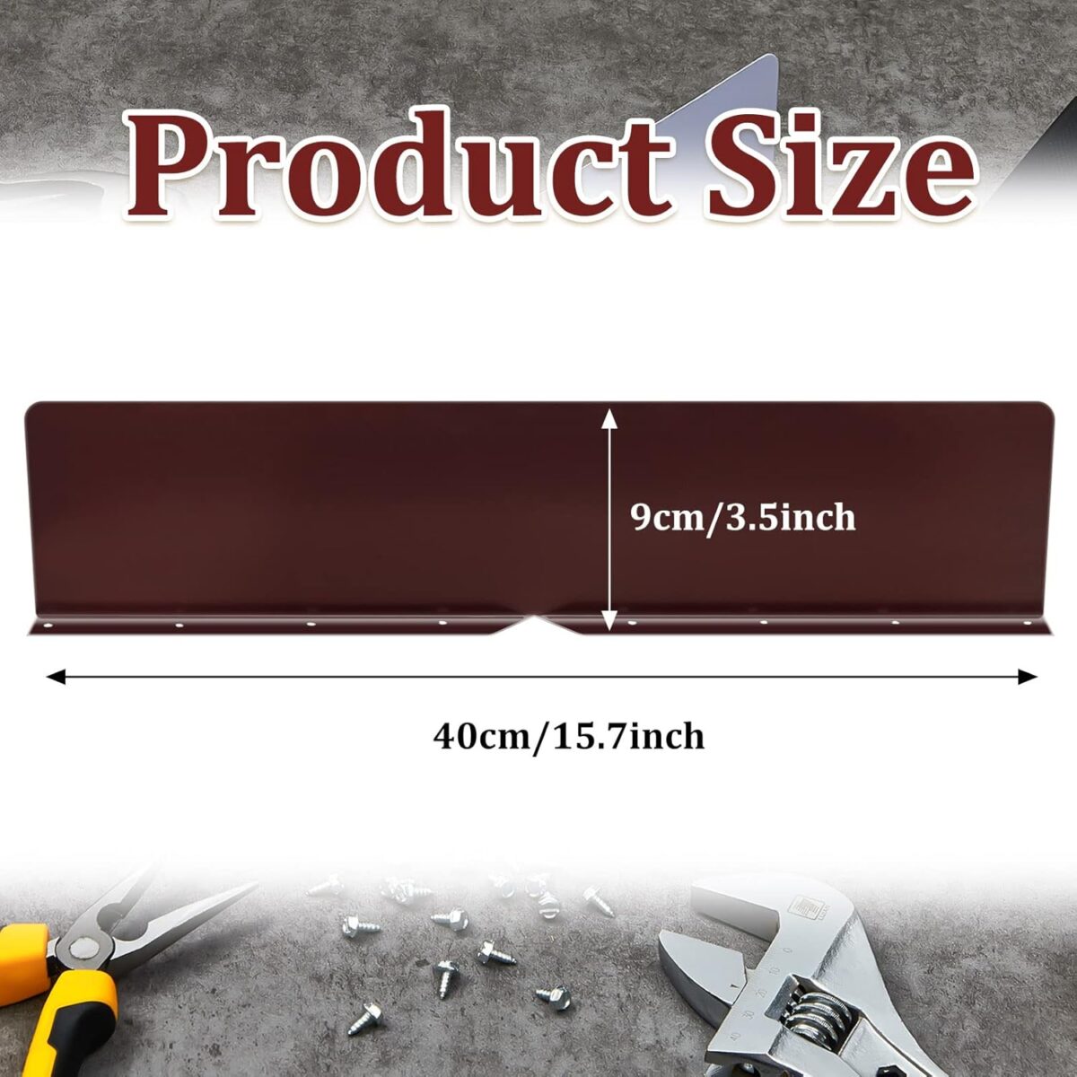 2 Pcs Gutter Valley Splash Guards Downspout Diverter Roof Rain Diverter Roofing Gutter Guards with 20 Pcs Matching Gutter Screws Rain Gutter Guards for Corner House, Brown (Bent Style) - Image 3