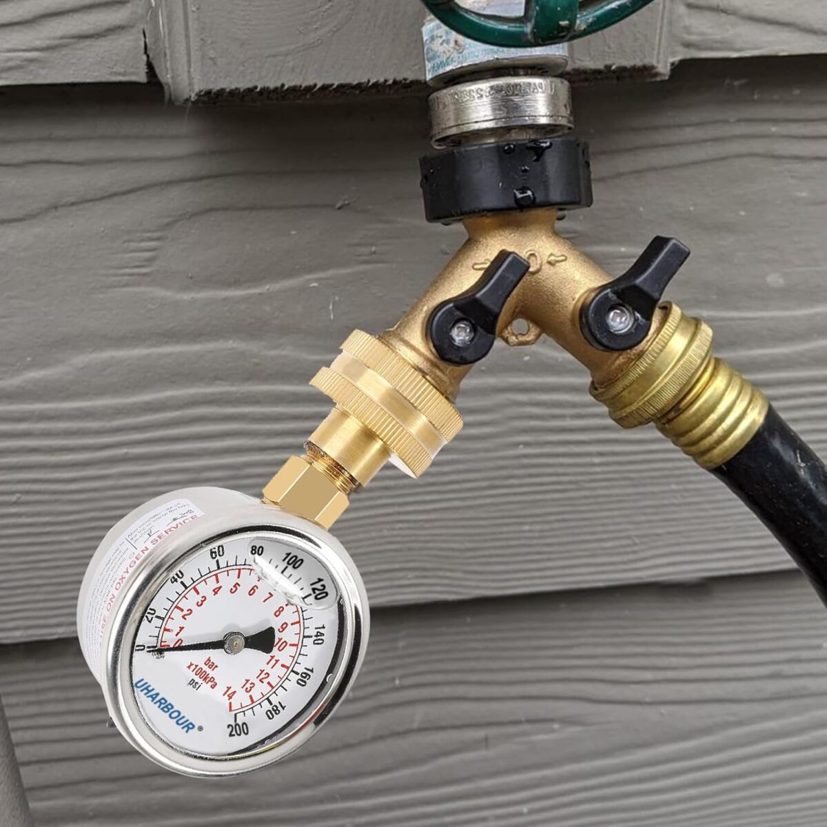 Water Pressure Gauge Kit Including Adaptors, 2.5"Glycerin Filled Water Pressure Test Gauge 3/4" GHT with Brass Hose Fitting and Extra 6 Adapters for Multiple Use,0-200Psi/14Bar - Image 4
