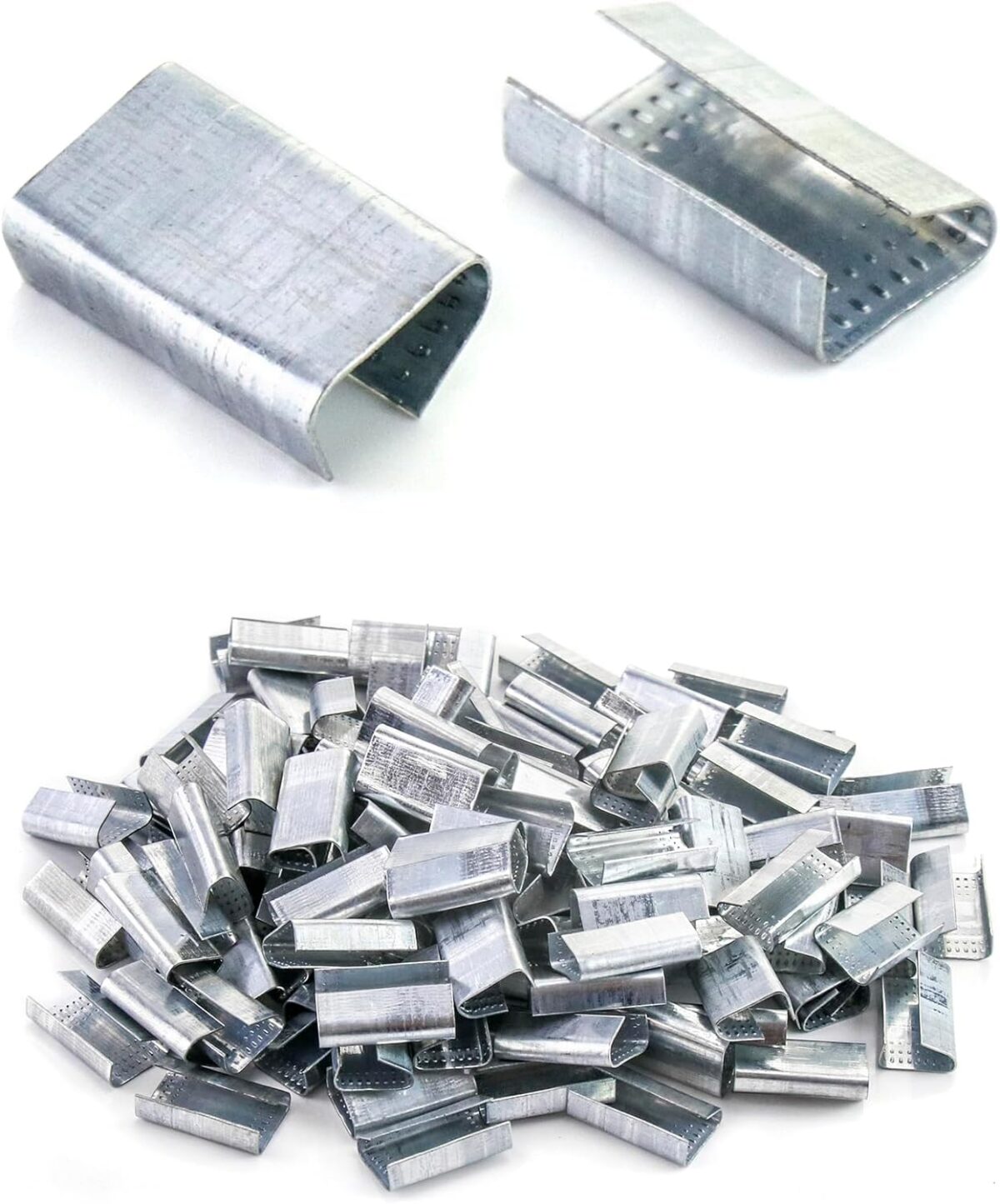 Seals for 1/2" Strap Width Steel Strapping, 500 Pcs Metal Clips for Firmly Securing Packaging and Pallet Banding, Fix Large and Medium-Sized Loads for Storage and Transportation - Image 1