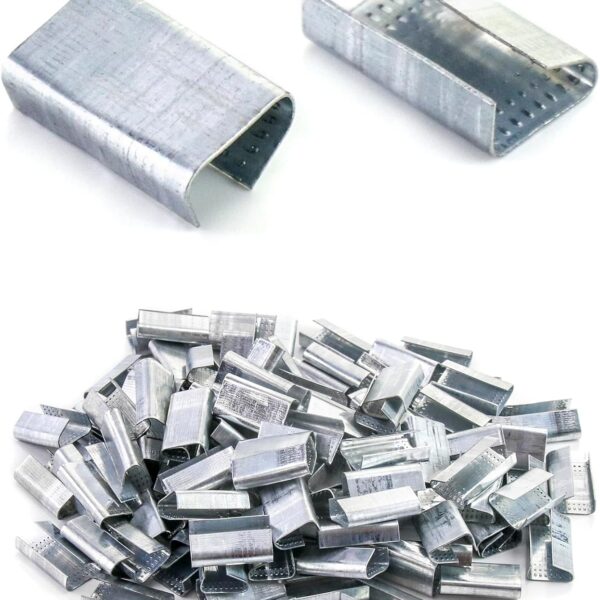Seals for 1/2" Strap Width Steel Strapping, 500 Pcs Metal Clips for Firmly Securing Packaging and Pallet Banding, Fix Large and Medium-Sized Loads for Storage and Transportation