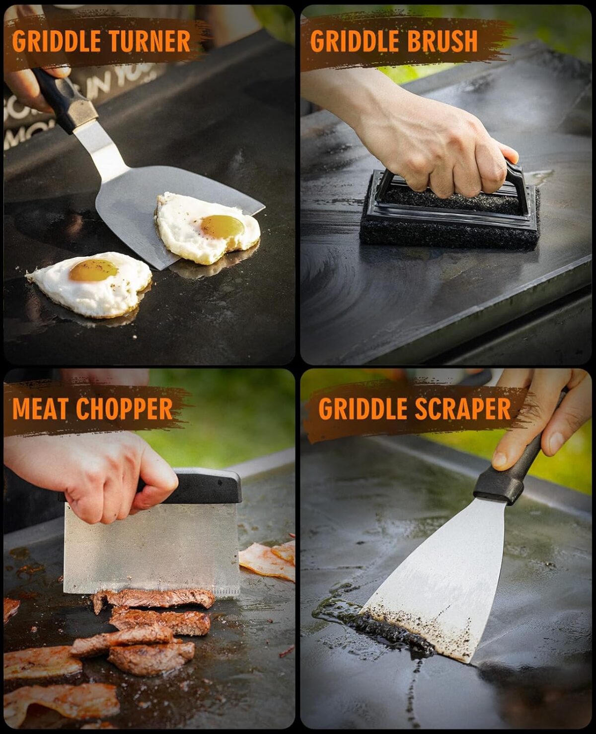 Griddle Accessories Kit, Flat Top Griddle Accessories for Blackstone, Professional round Melting Dome with Cast Iron - Image 5