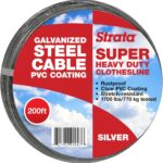 200 Feet Clothesline Outdoor Heavy Duty Galvanized Wire Steel Cable, Silver PVC Coating - Clothes Line Wires for outside Laundry Drying