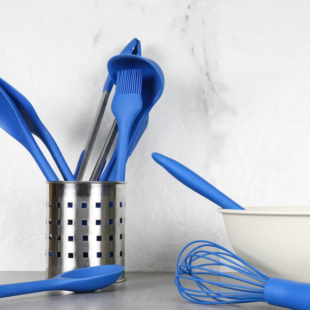 Premium Silicone Cooking Tongs, 12 Inch, Blue - Image 6