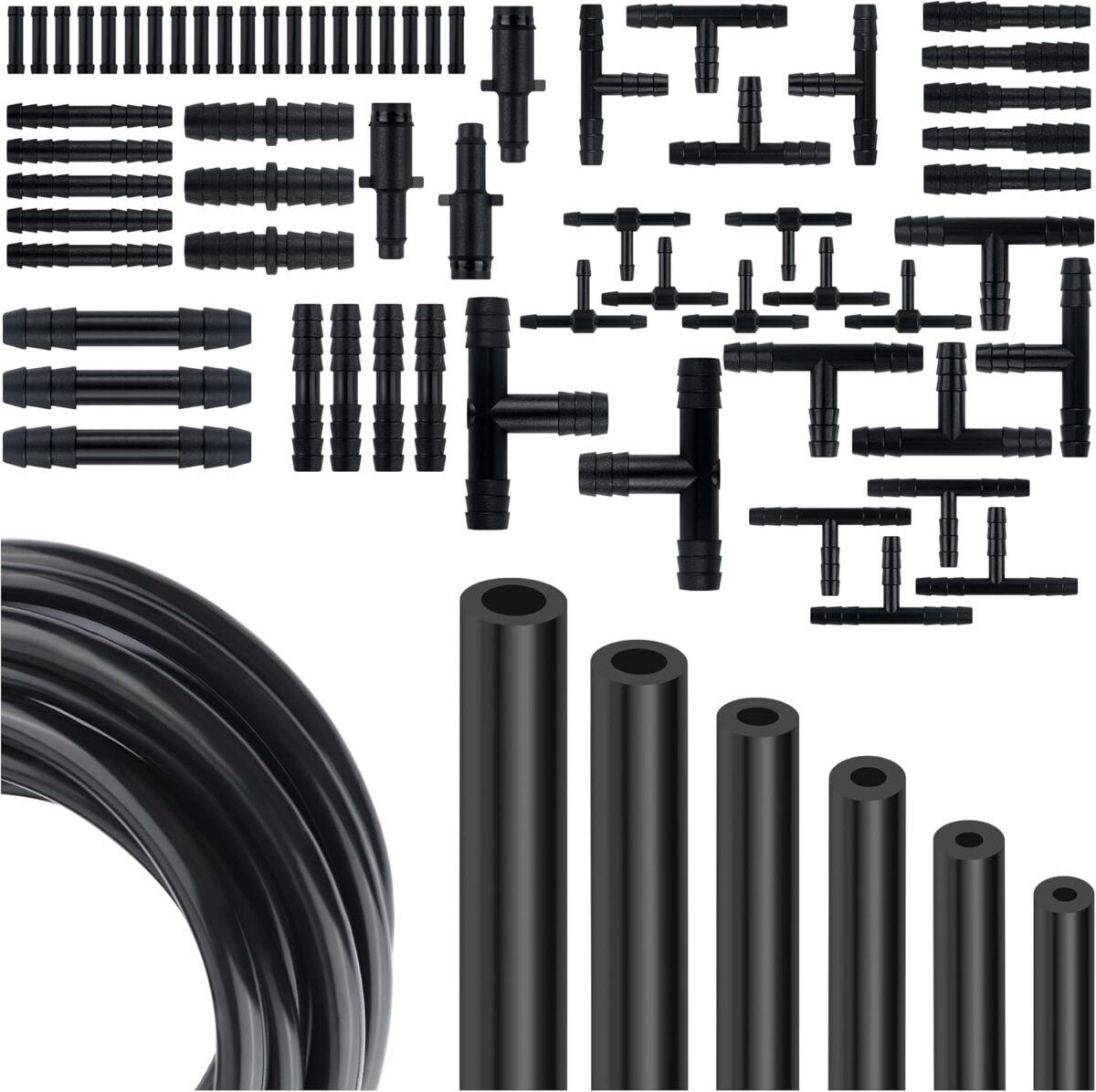 Multipurpose Vacuum Line Kit,6Pcs 5Ft Vacuum Hose Automotive+64Pcs Vacuum Line Connectors,Max 130PSI Silicone Hose for Variety Car Piping System Automotive Replacement Vacuum Hoses (70PCS) - Image 1