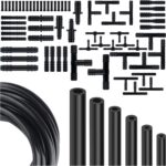 Multipurpose Vacuum Line Kit,6Pcs 5Ft Vacuum Hose Automotive+64Pcs Vacuum Line Connectors,Max 130PSI Silicone Hose for Variety Car Piping System Automotive Replacement Vacuum Hoses (70PCS)