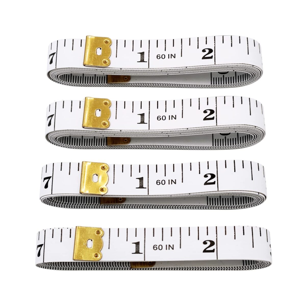 4 Pack Soft Tape Measure Double Scale 60-Inch/150Cm, Fabric Craft Tape Measure & Medical Body Measurement, Sewing Flexible Vinyl Ruler & Measuring Tape for Body Weight Loss (White) - Image 1